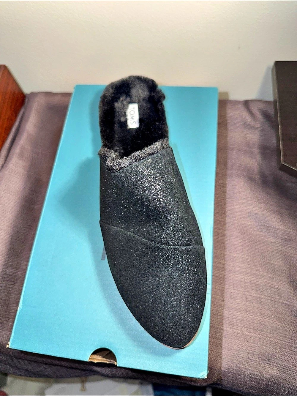 TOMS Jade Black Metallic Slippers US 8